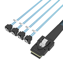 Mini SAS SFF-8087转4SATA内弯 效劳器硬盘数据线